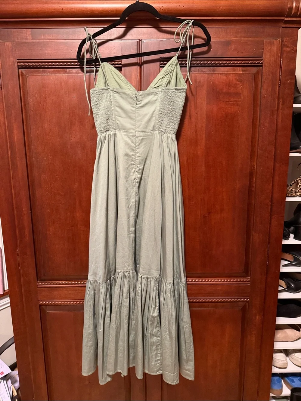 Abercrombie & Fitch Sage Green Tie-Strap Maxi Sundress